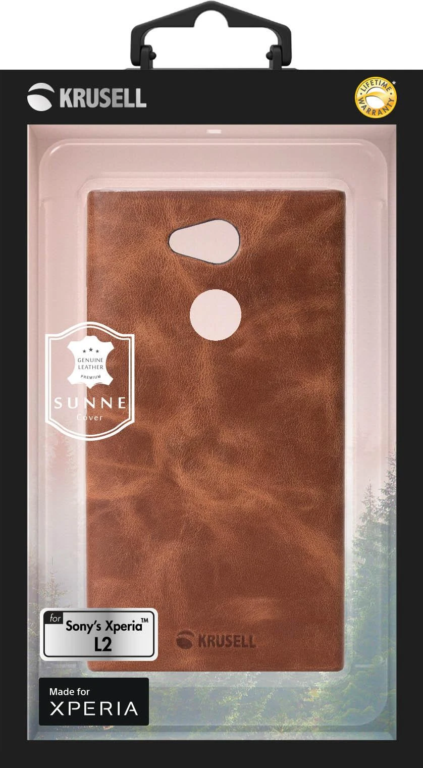Krusell Rudas odinis dėklas Sony Xperia L2