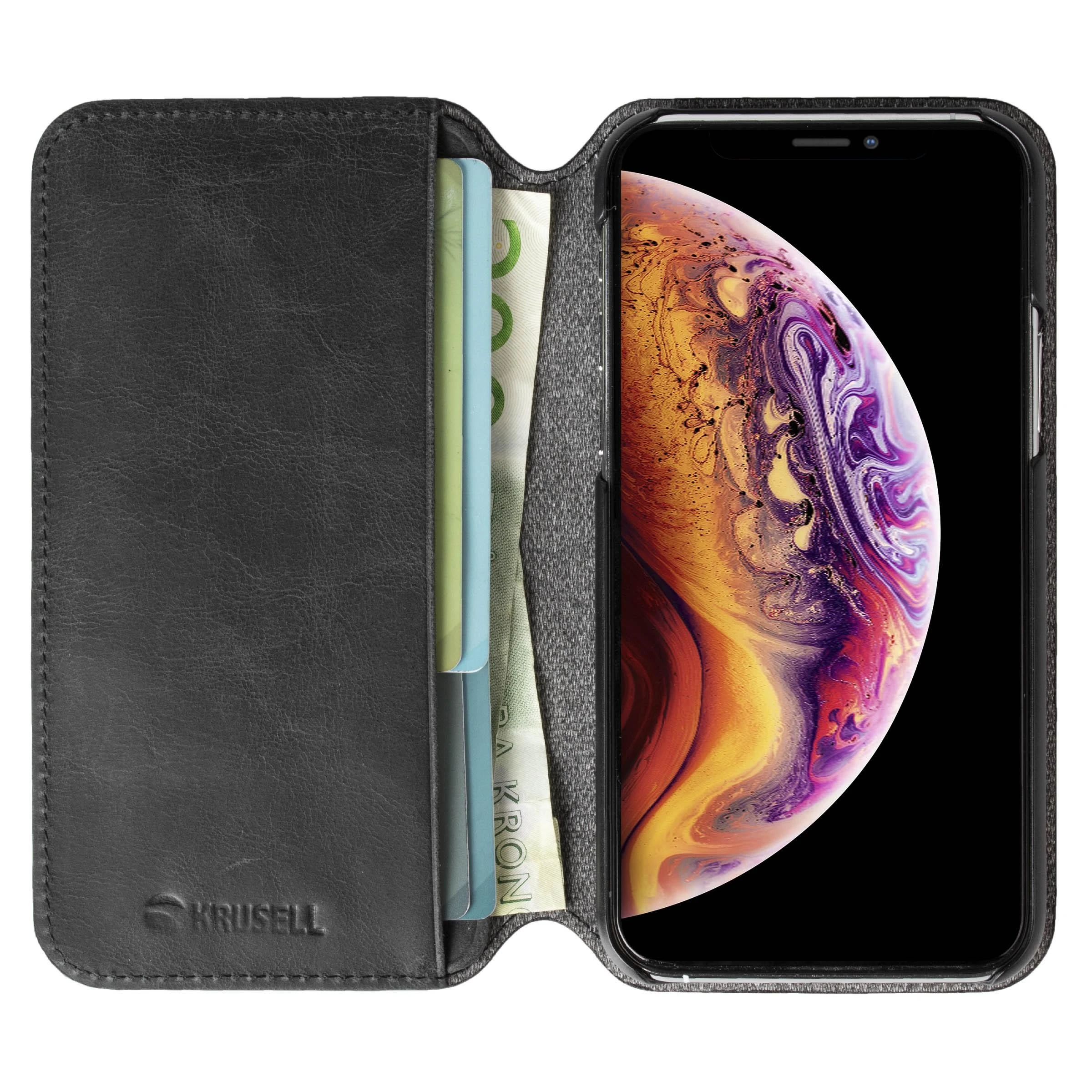 Krusell Juodas telefono dėklas-piniginė iPhone 11 Pro Max