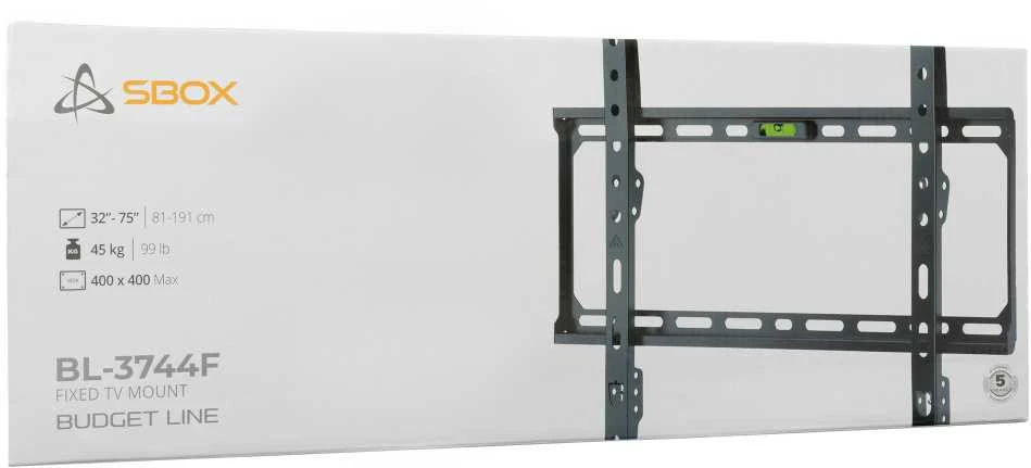 SBOX televizoriaus sieninis laikiklis, fiksuotas, 32"-75" skersmens, keliamoji galia 45 kg, Juodas (BL-3744F)