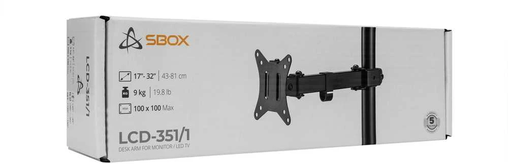 Monitorių laikiklis Sbox LCD-351/1-2 (17-32/9kg/100x100)