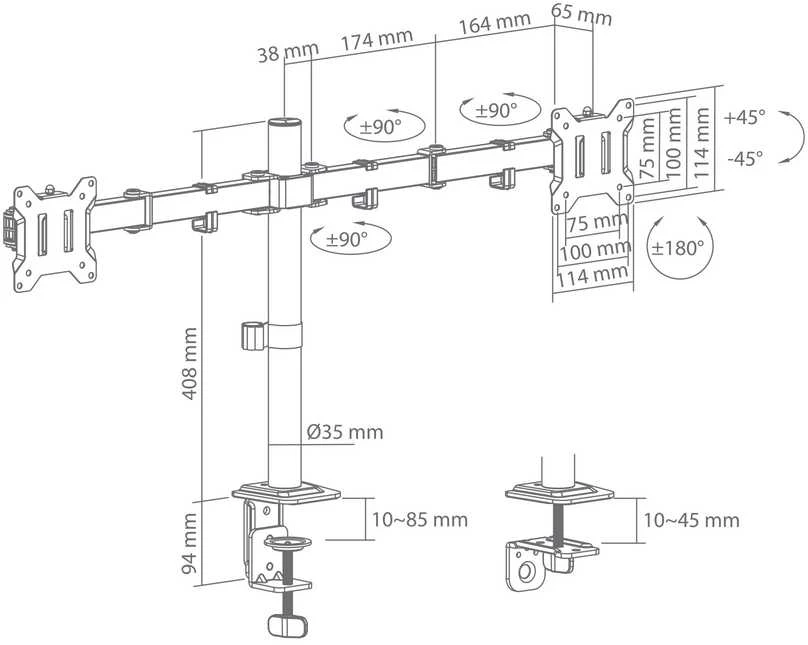 Laikiklis Sbox LCD-352/2-3 (17-32/2x10kg/100x100)