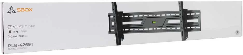 Laikiklis SBox vægbeslag med tilt - Op til VESA 900 x 600 / 75 kg / 100"
