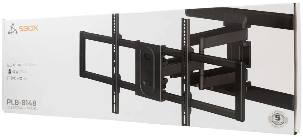 SBOX sieninis laikiklis 43"-100", pakreipiamas ir pasukamas, juodos spalvos (PLB-8148)