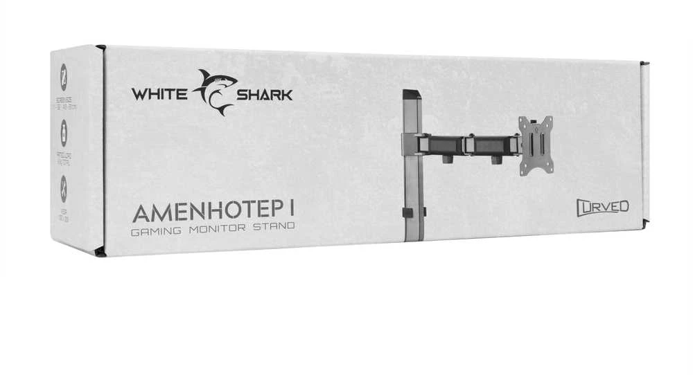 Laikiklis White Shark Baltas Shark Baltas Shark AMENHOTEP I, Desktop Mount for 1 Monitorius, Pilkas (GMS-3204)