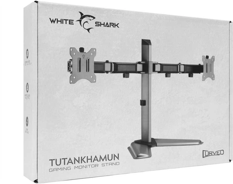 White Shark „Baltas Shark Baltas Shark TUTANKHAMUN“, stalinis laikiklis 2 monitoriams, Pilkas (GMS-3206)