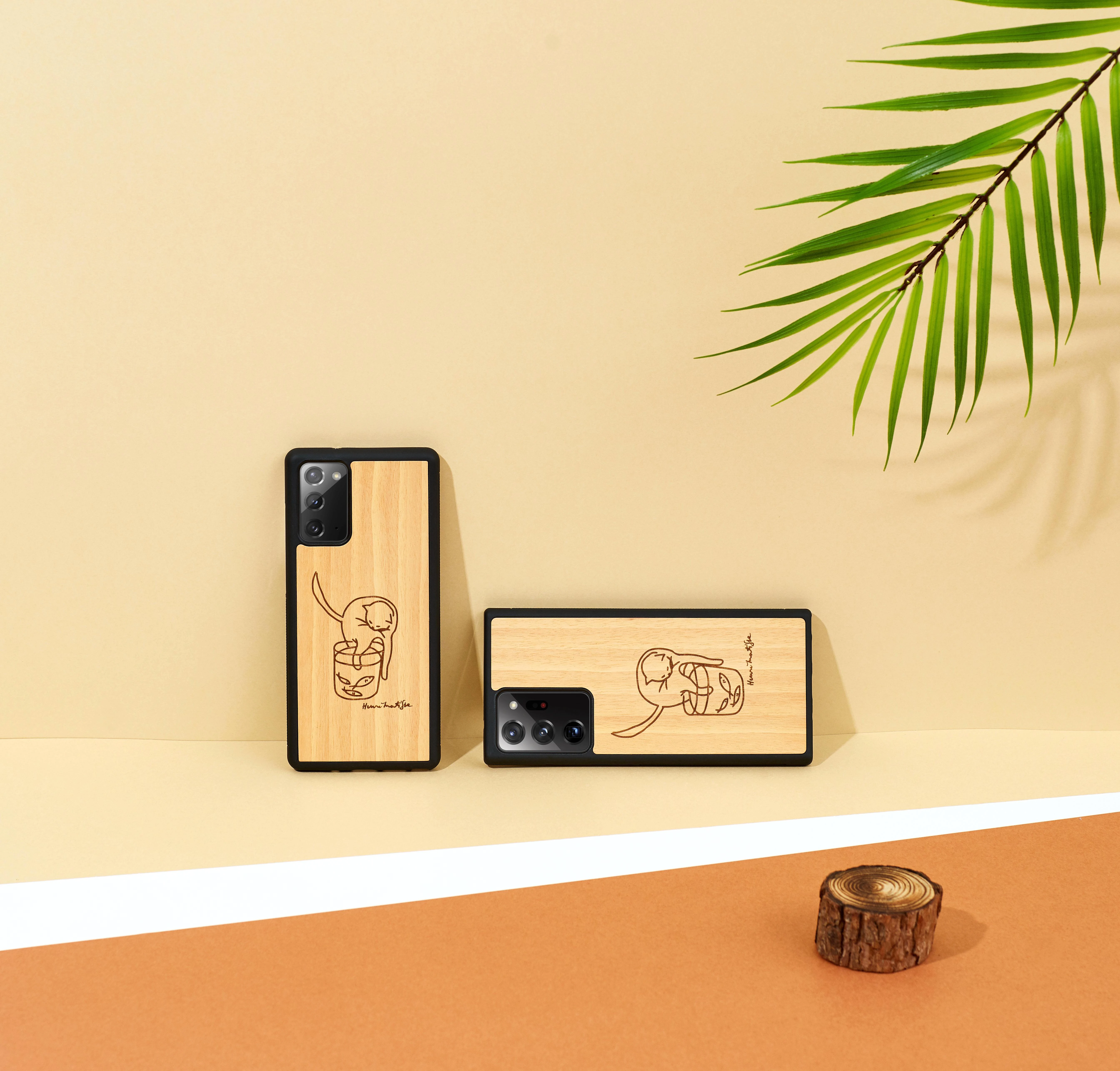 MAN&WOOD dėklas, skirtas „Galaxy Note 20 Ultra“ – katės ir žuvelės formos