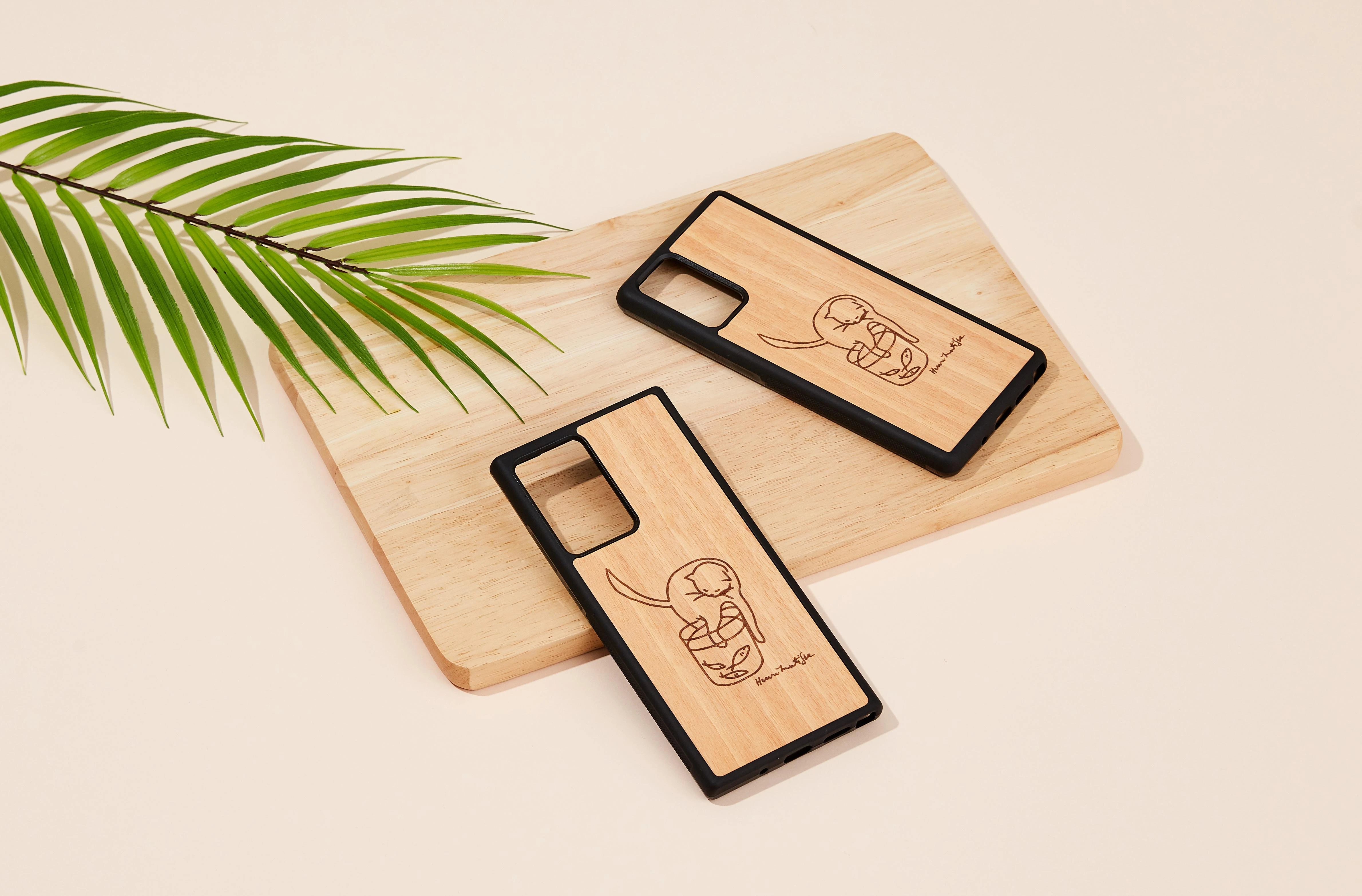 MAN&WOOD dėklas, skirtas „Galaxy Note 20 Ultra“ – katės ir žuvelės formos
