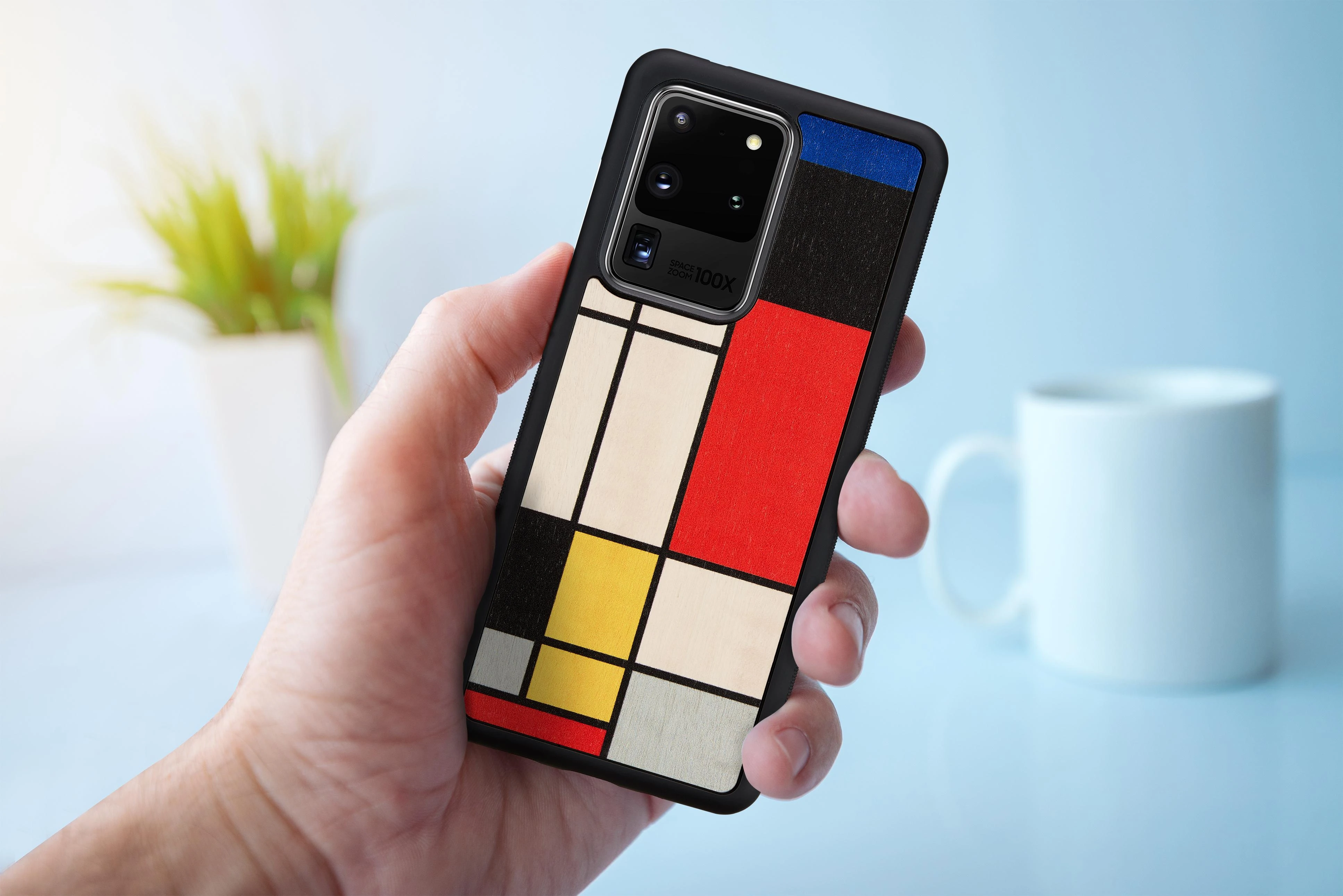 MAN&WOOD dėklas skirtas Galaxy S20 Ultra mondrian wood juodos spalvos