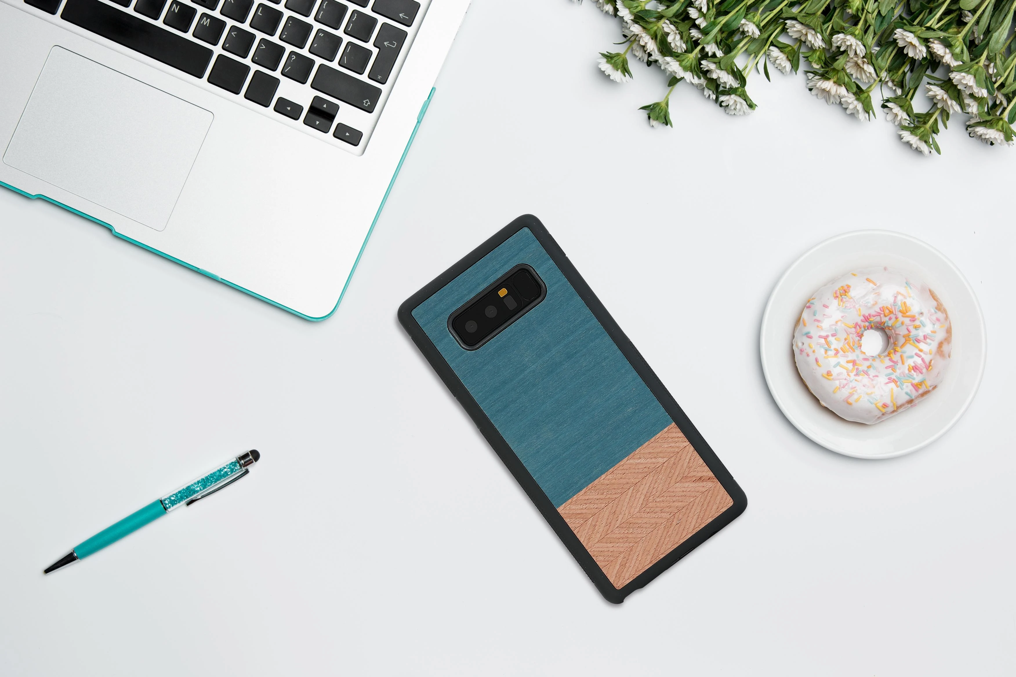 Dėklas MAN&WOOD SmartPhone case Galaxy Note 8 denim juodas