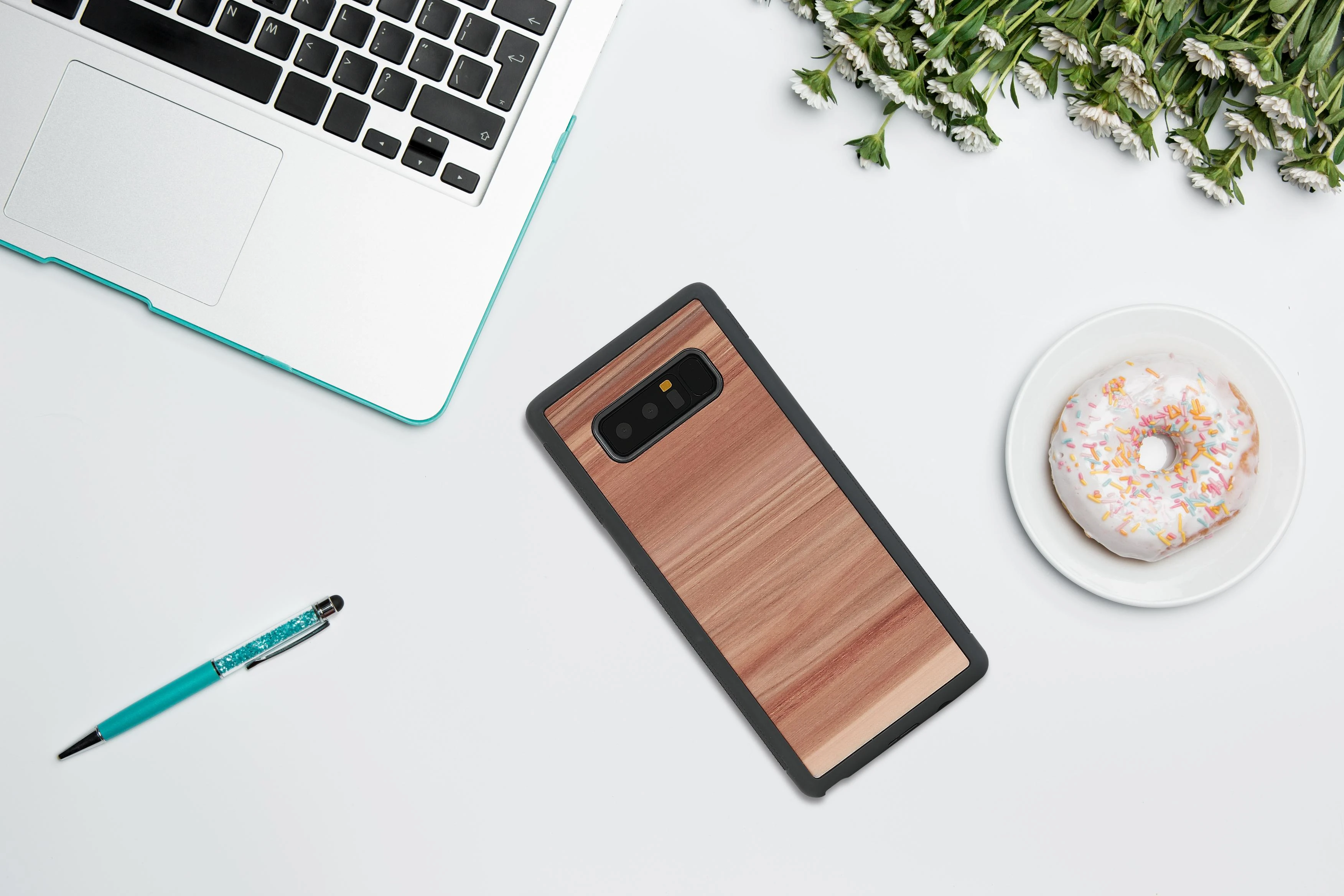 Dėklas MAN&WOOD SmartPhone case Galaxy Note 8 cappuccino juodas