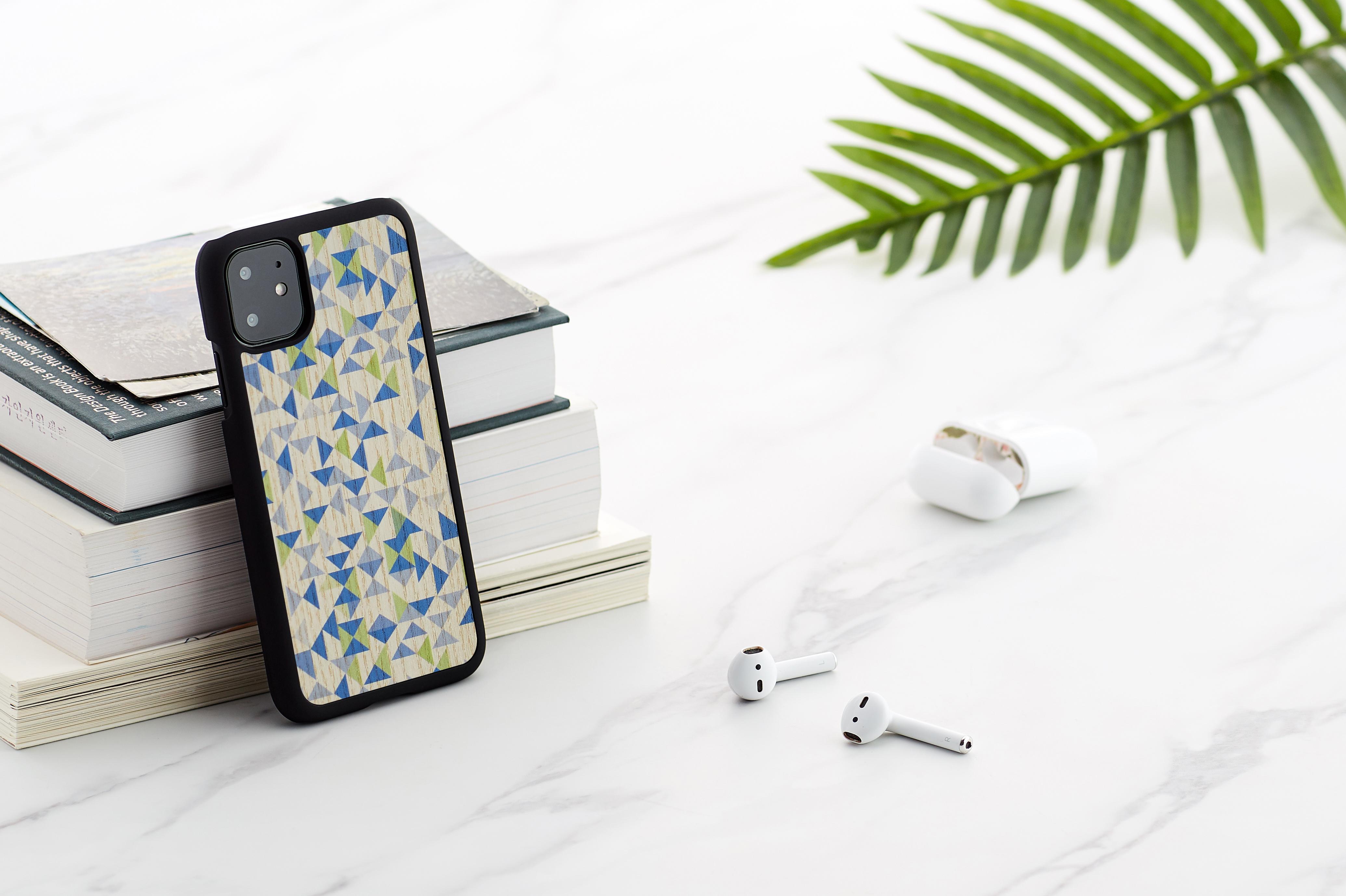 MAN Telefono dėklas iPhone 11, mėlynas su juodu trikampiu