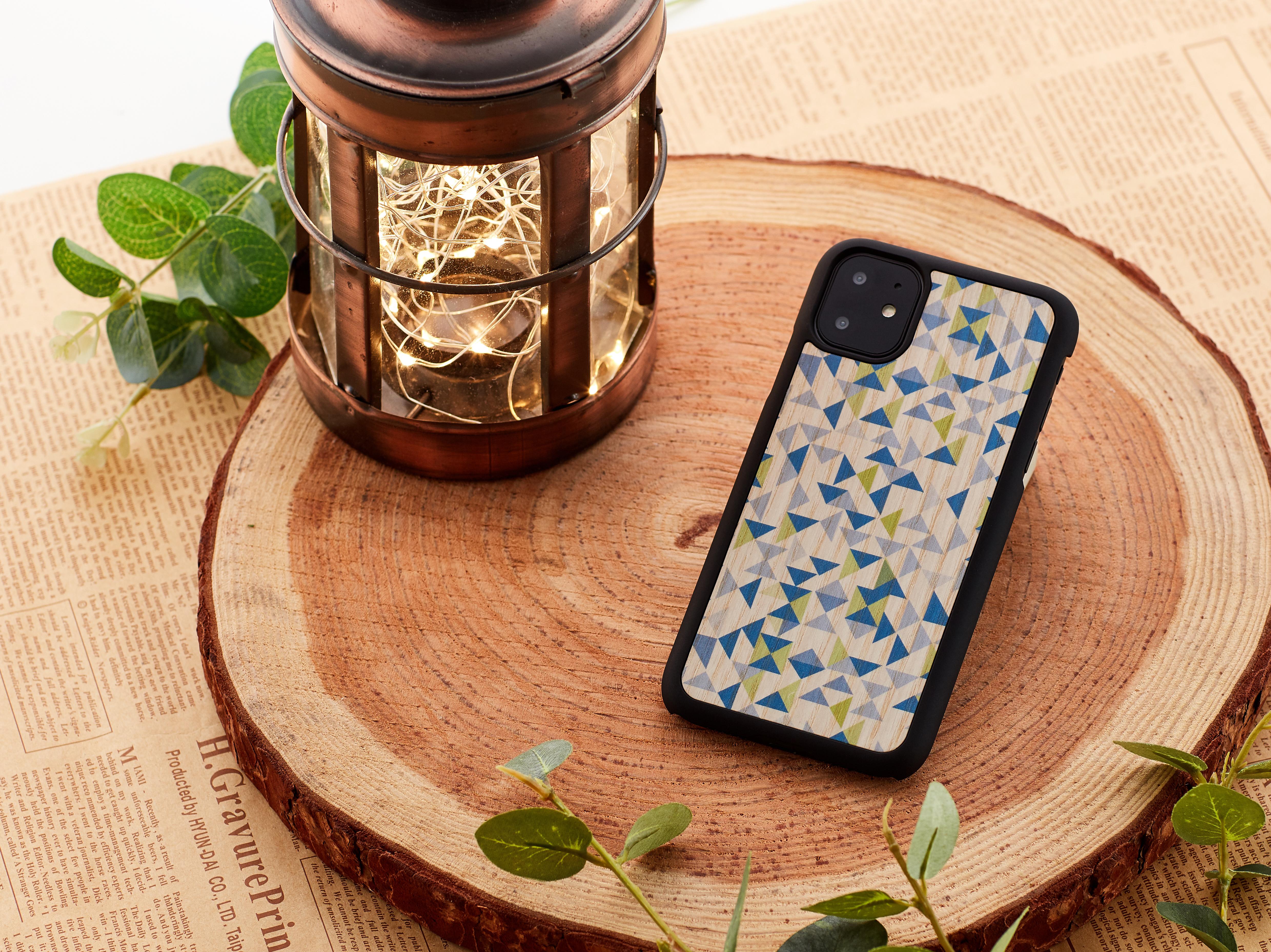 MAN Telefono dėklas iPhone 11, mėlynas su juodu trikampiu