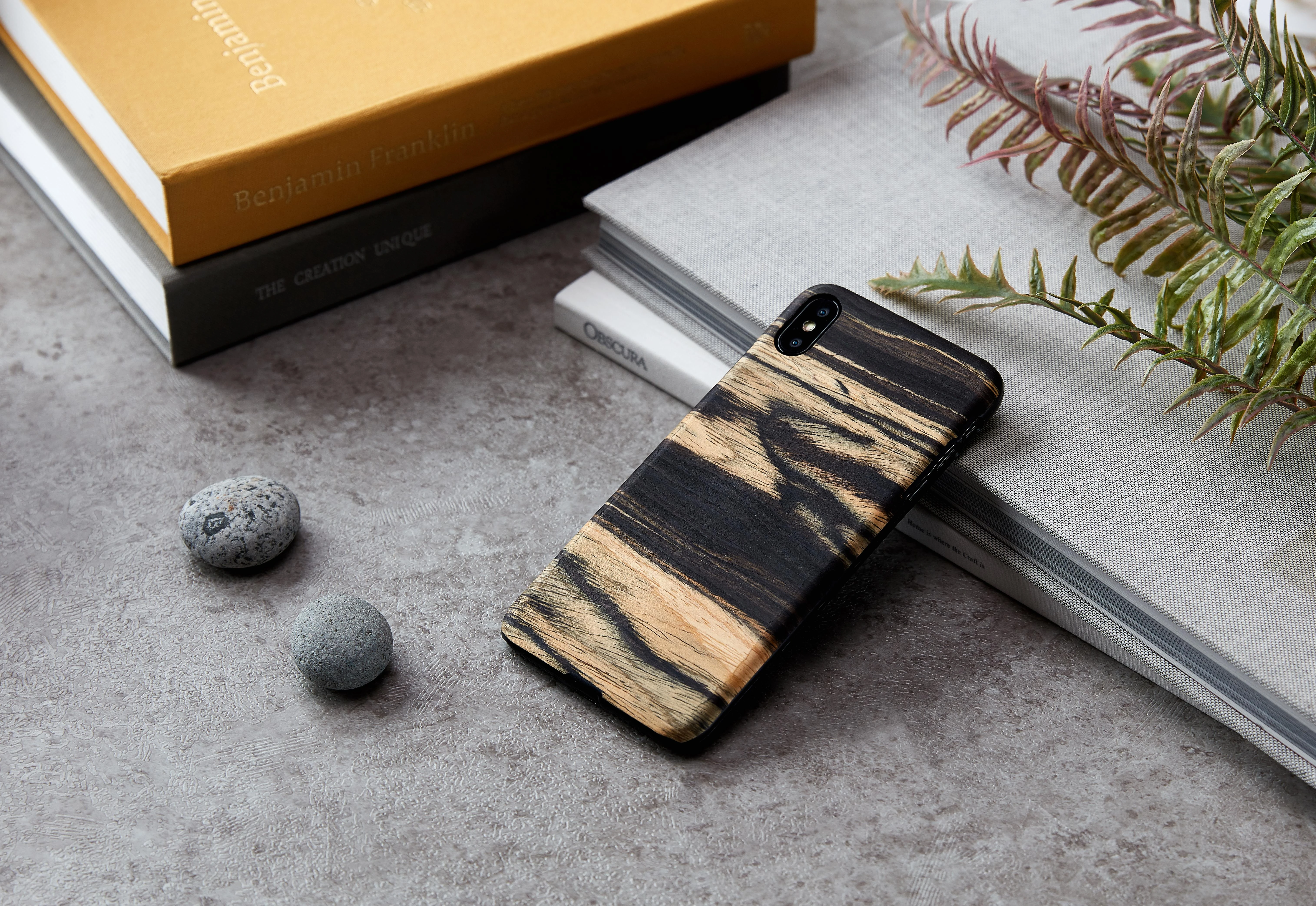 MAN Telefono dėklas iPhone XS Max, baltas juodmedžio raštas