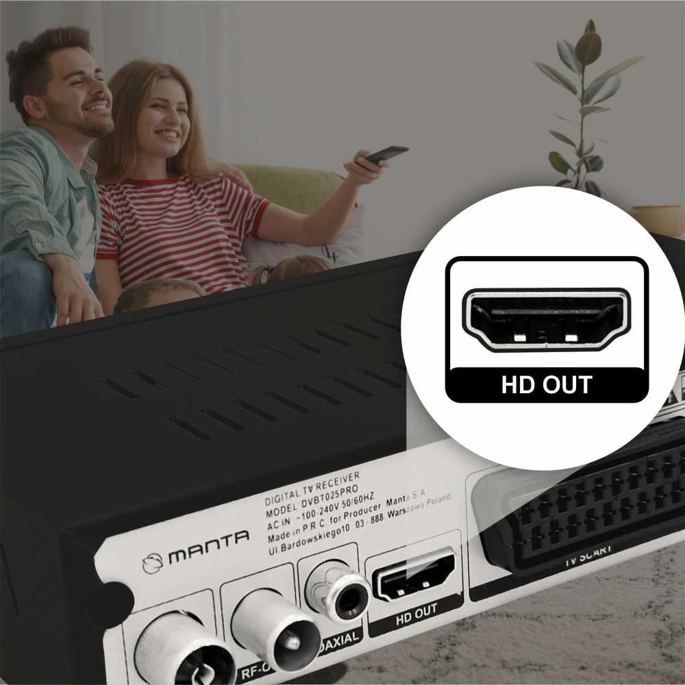 Imtuvas TV Manta Imtuvas DEKODER DVBT2 DVBT 2 TV NAZIEMNEJ Pultas FHD HEVC H.265 HDMI PVR USB