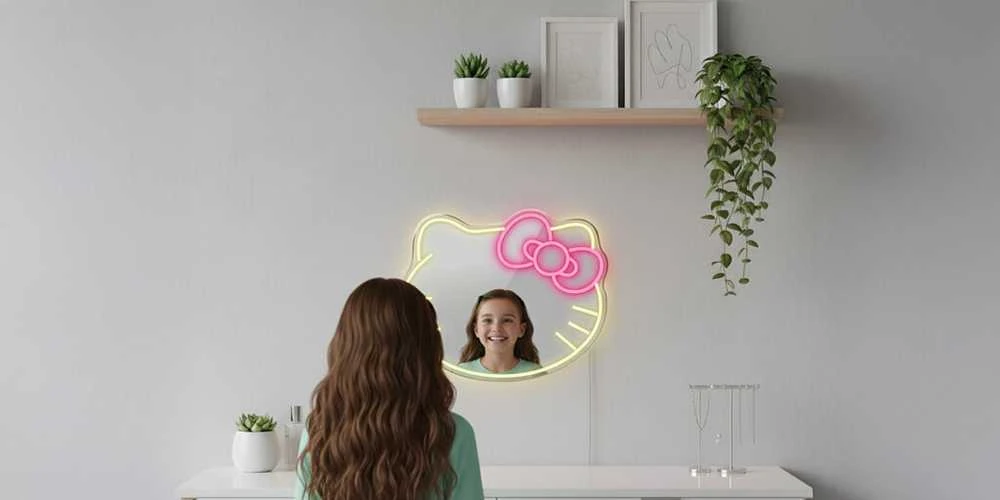 Manta MASNL129WH stiliaus neoninės šviesos katė su lanku LED neoninis veidrodis
