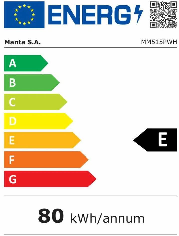 Manta MM515PWH Šaldytuvas 46L Baltas