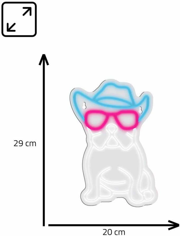 Manta SNL114MT stiliaus neoninės lemputės BULDOG su akiniais