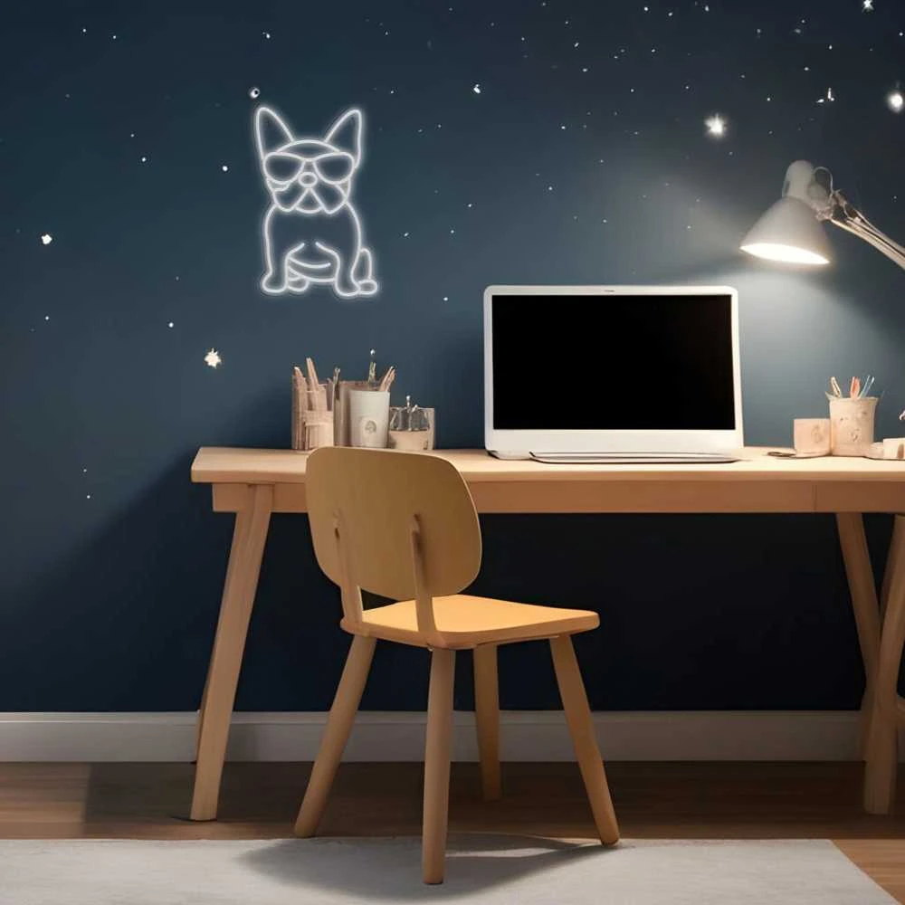 Manta SNL66WH stiliaus neoninės šviesos FRENCH BULLDOG Baltas