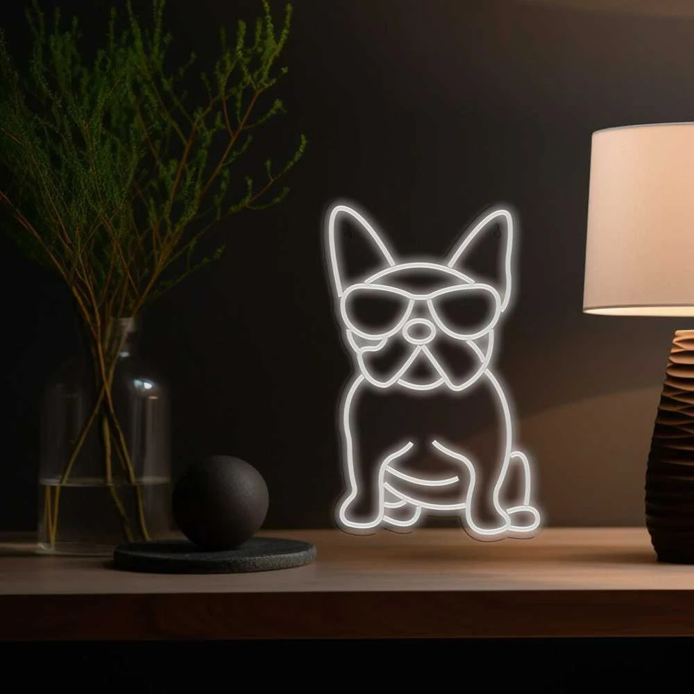 Manta SNL66WH stiliaus neoninės šviesos FRENCH BULLDOG Baltas