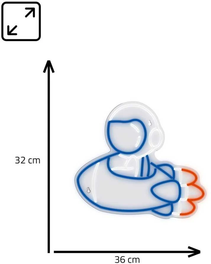 „Manta SNL90MT“ stiliaus neoninės lemputės „ASTRONAUT ON RAKETA“