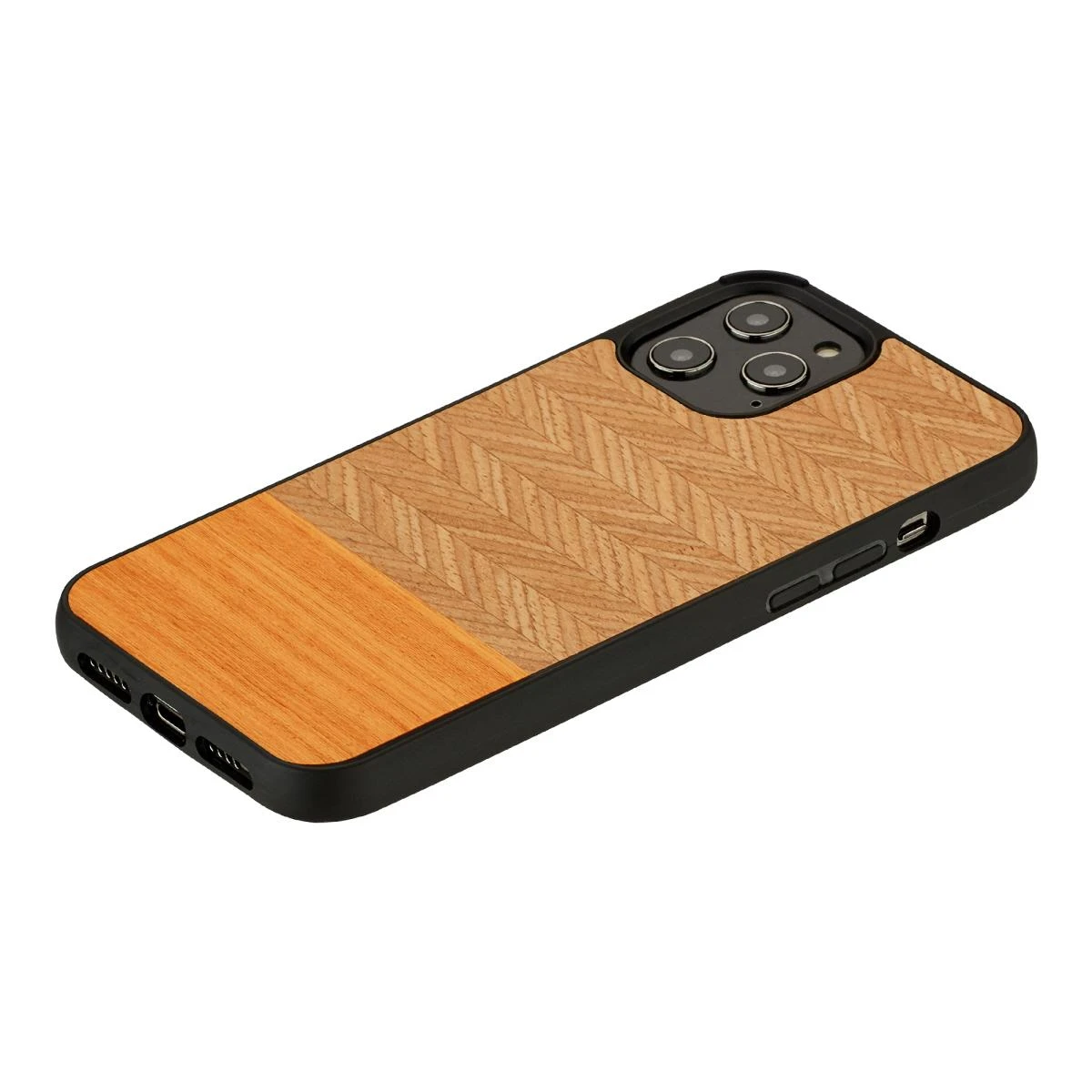 Dėklas MAN&WOOD case for iPhone 12/12 Pro herringbone arancia juodas