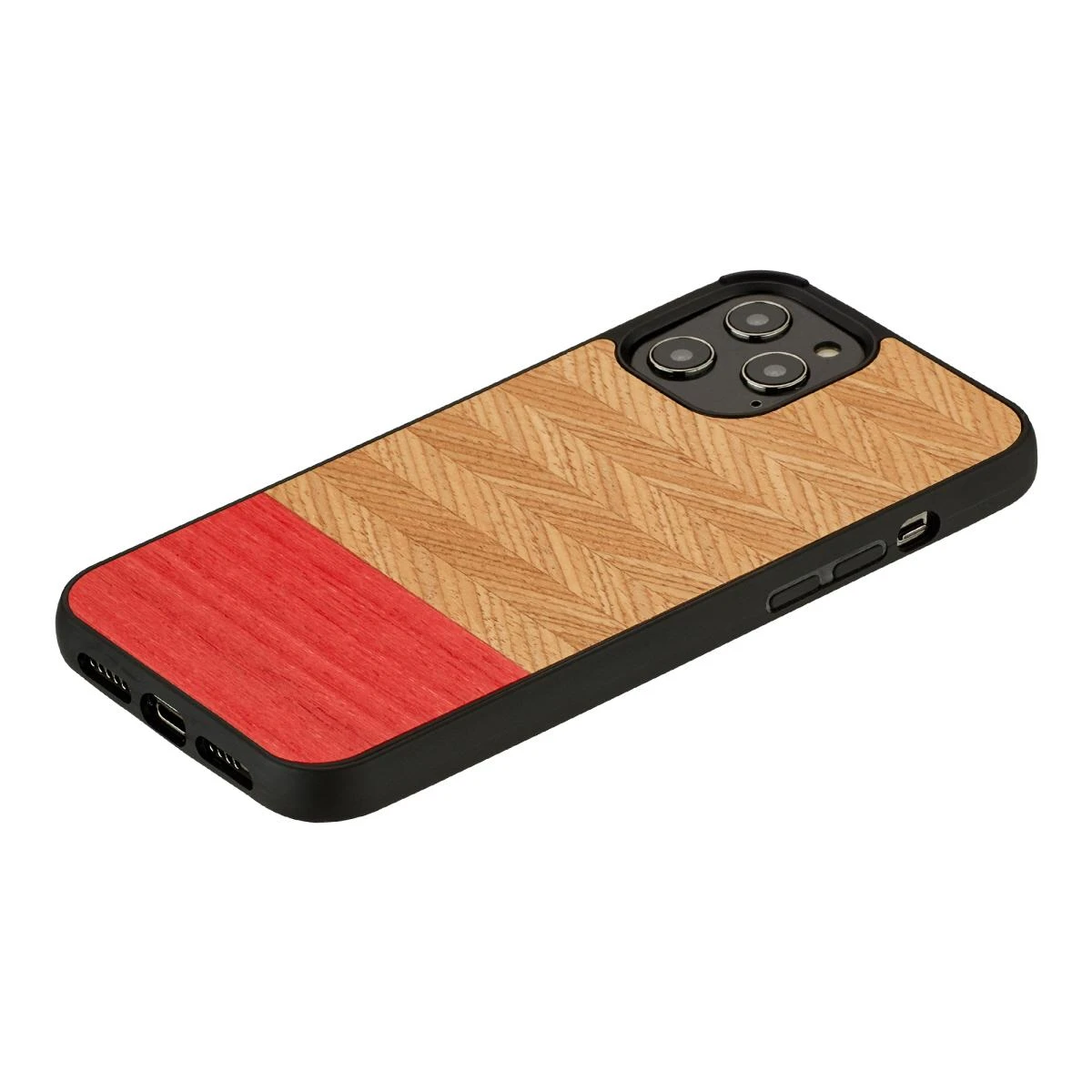 MAN&WOOD dėklas skirtas Apple iPhone 12/12 Pro herringbone azalea juodos spalvos