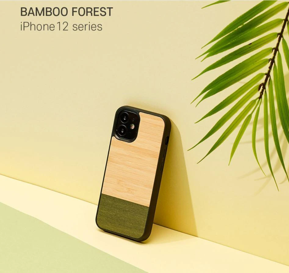 MAN&WOOD dėklas skirtas Apple iPhone 12 mini bamboo skirtasest juodos spalvos