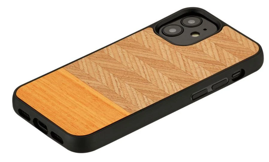 MAN&WOOD dėklas skirtas Apple iPhone 12 mini herringbone arancia juodos spalvos