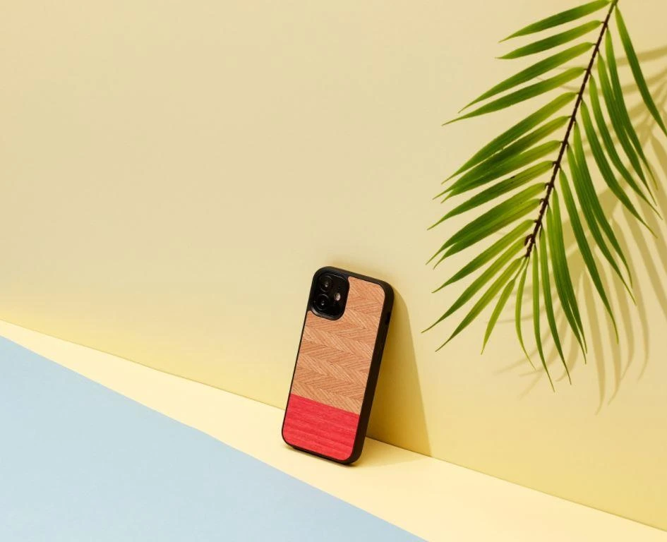 MAN&WOOD dėklas skirtas Apple iPhone 12 mini herringbone azalea juodos spalvos