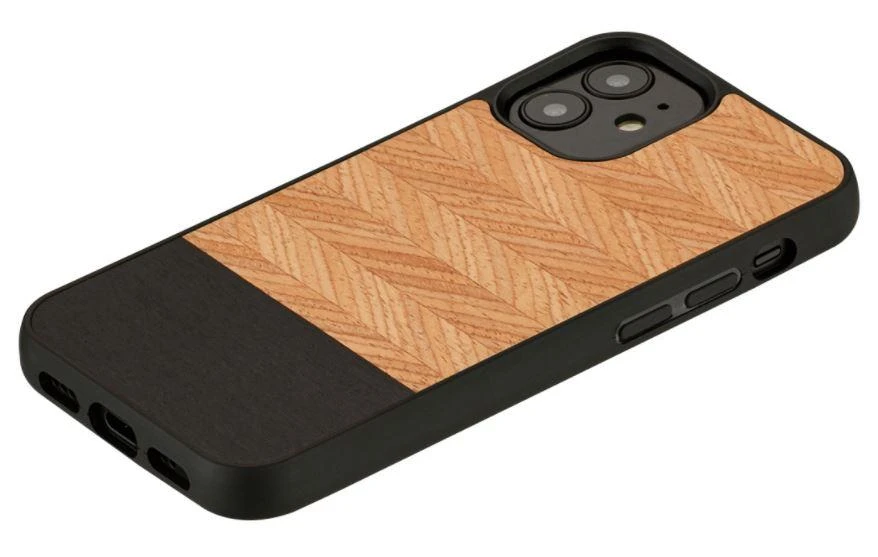 Dėklas MAN&WOOD case for iPhone 12 mini herringbone nero juodas