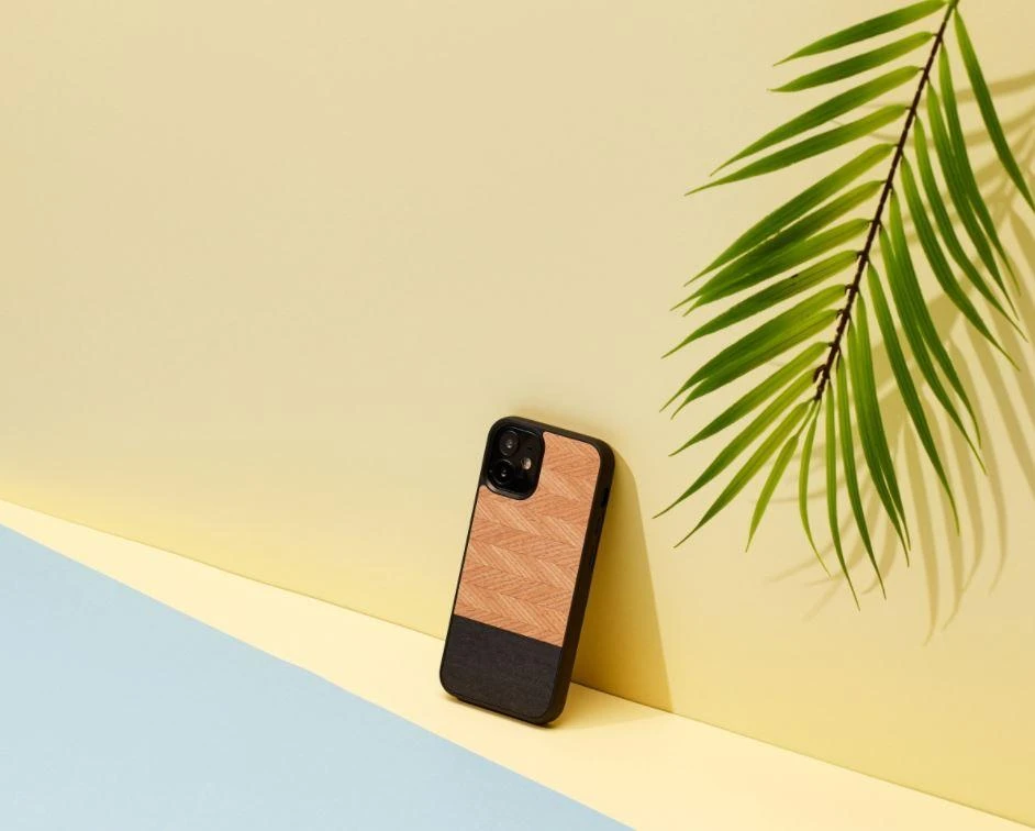 Dėklas MAN&WOOD case for iPhone 12 mini herringbone nero juodas