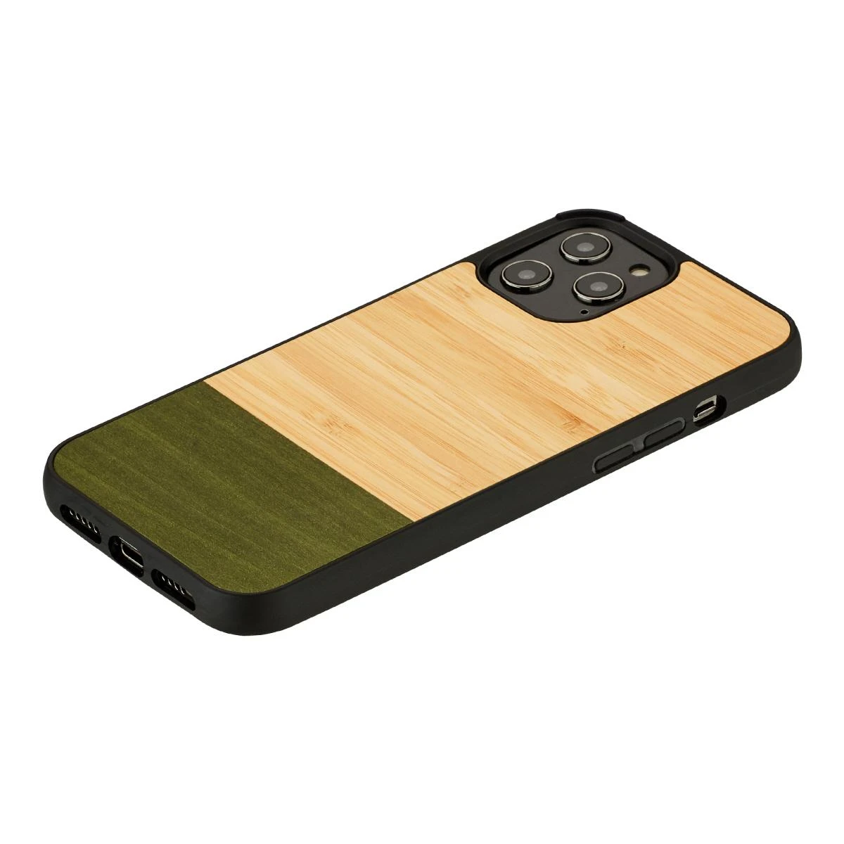 MAN&WOOD dėklas skirtas Apple iPhone 12 Pro Max bamboo skirtasest juodos spalvos