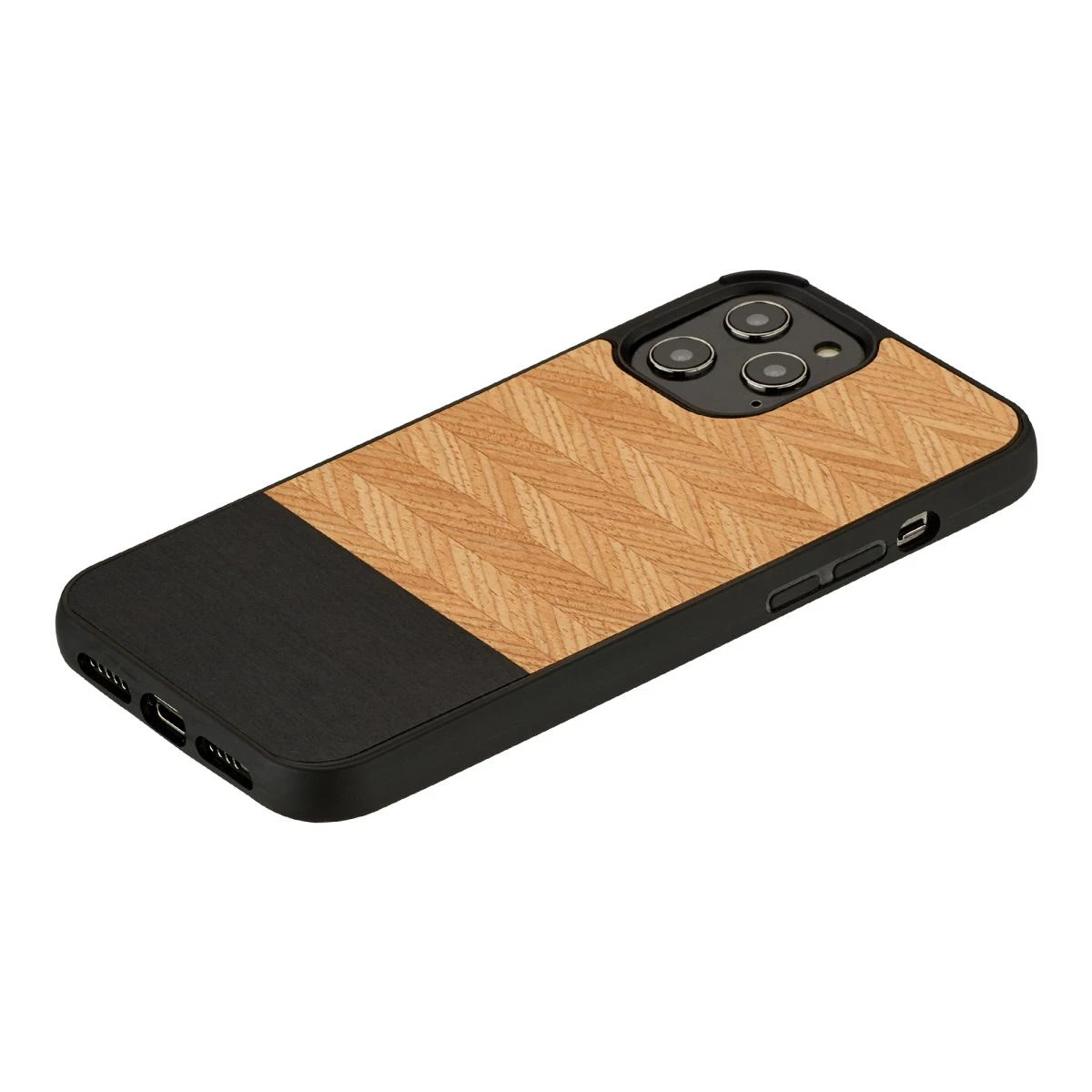 Dėklas MAN&WOOD case for iPhone 12 Pro Max herringbone nero juodas