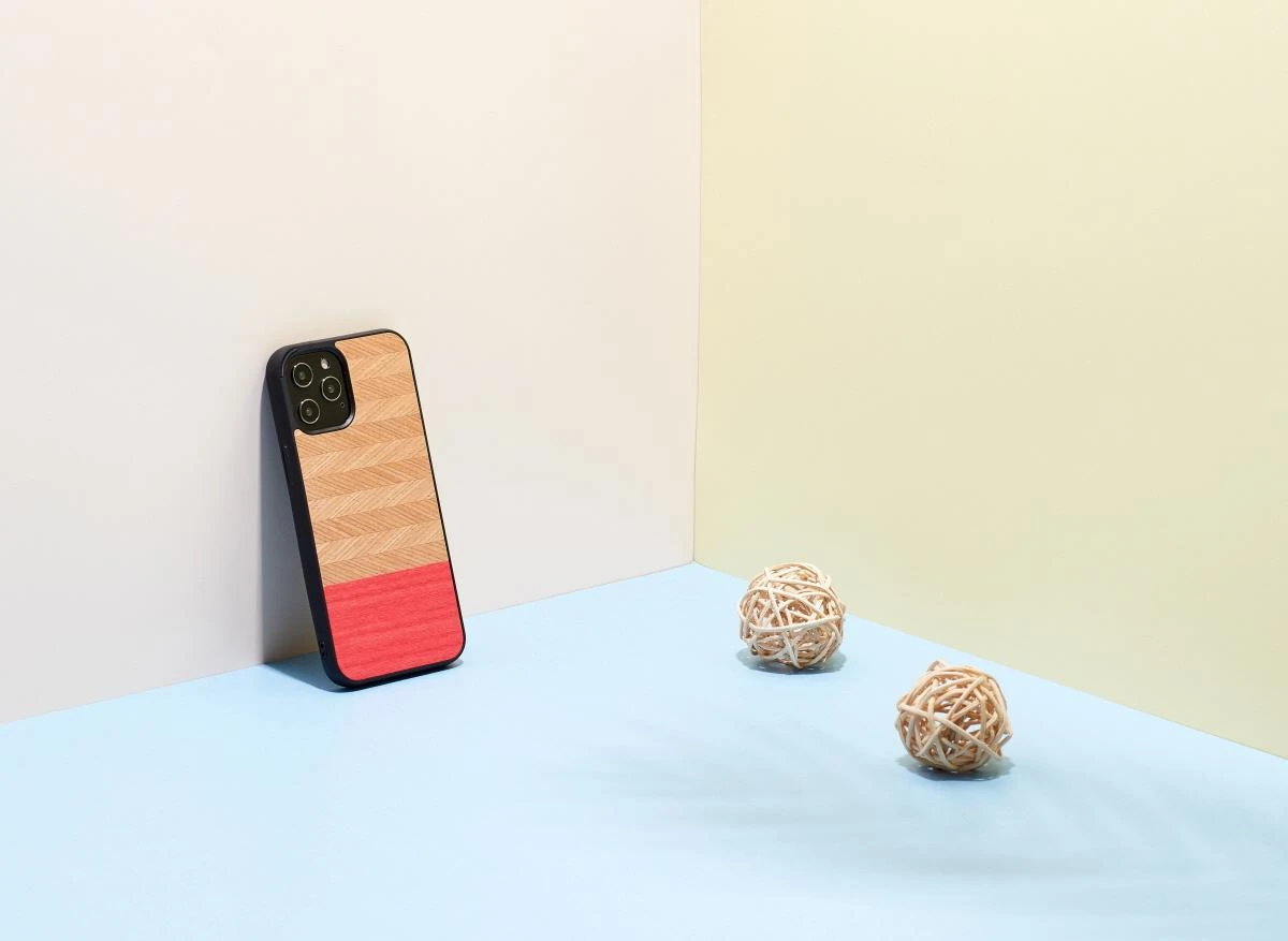 MAN&WOOD dėklas skirtas Apple iPhone 12 Pro Max herringbone azalea juodos spalvos