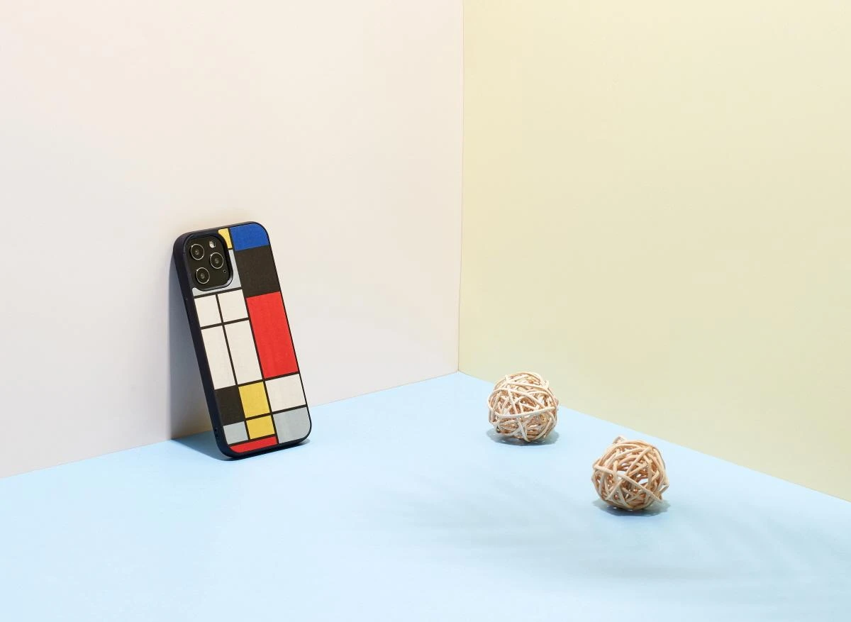 MAN&WOOD dėklas skirtas Apple iPhone 12 Pro Max mondrian wood juodos spalvos