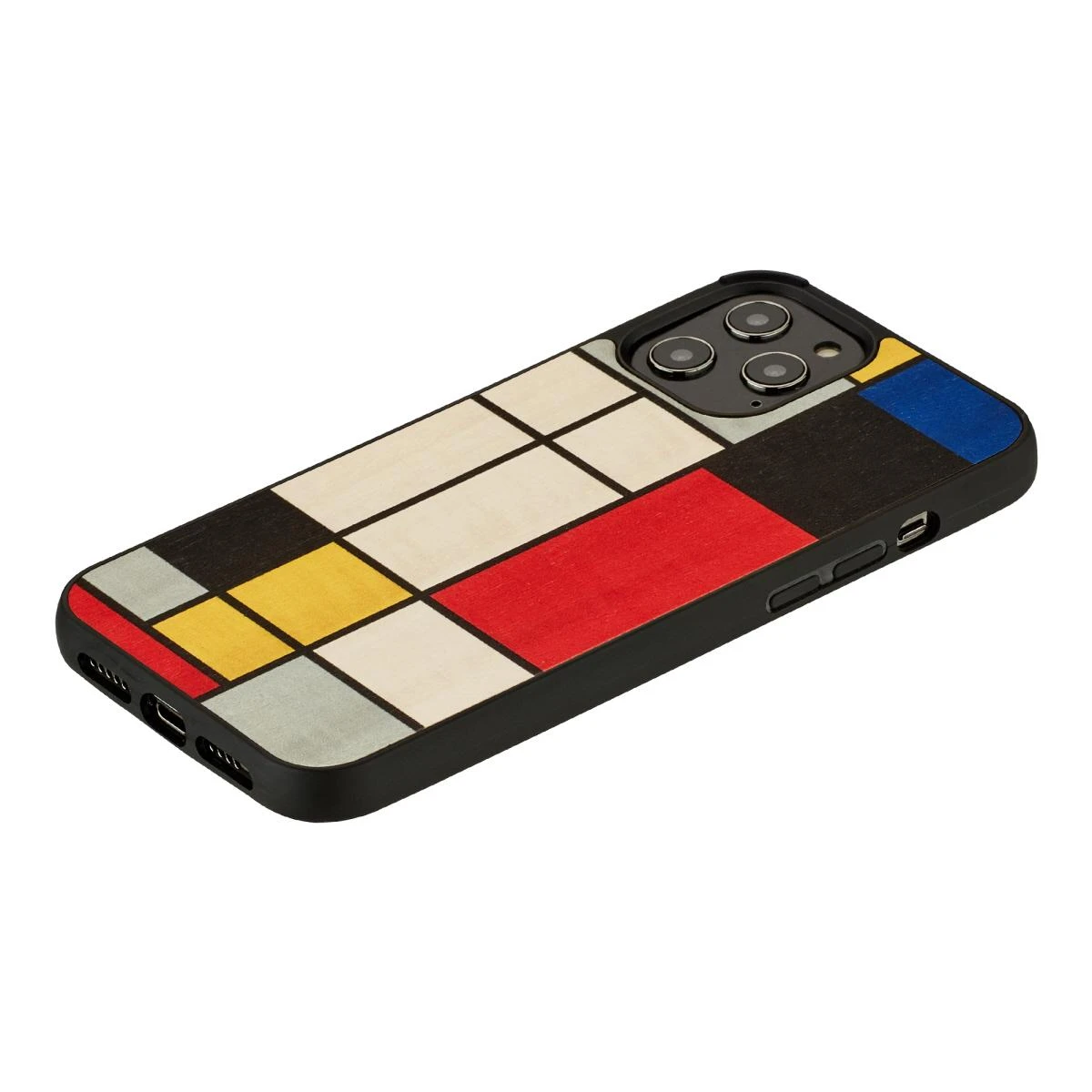 MAN&WOOD dėklas skirtas Apple iPhone 12 Pro Max mondrian wood juodos spalvos