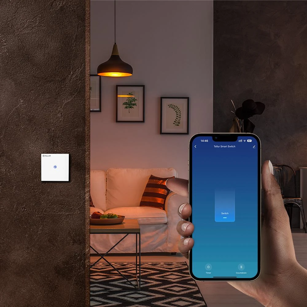 Tellur WiFi Smart Switch, SS1N, 1 Port, 1800W, Baltas