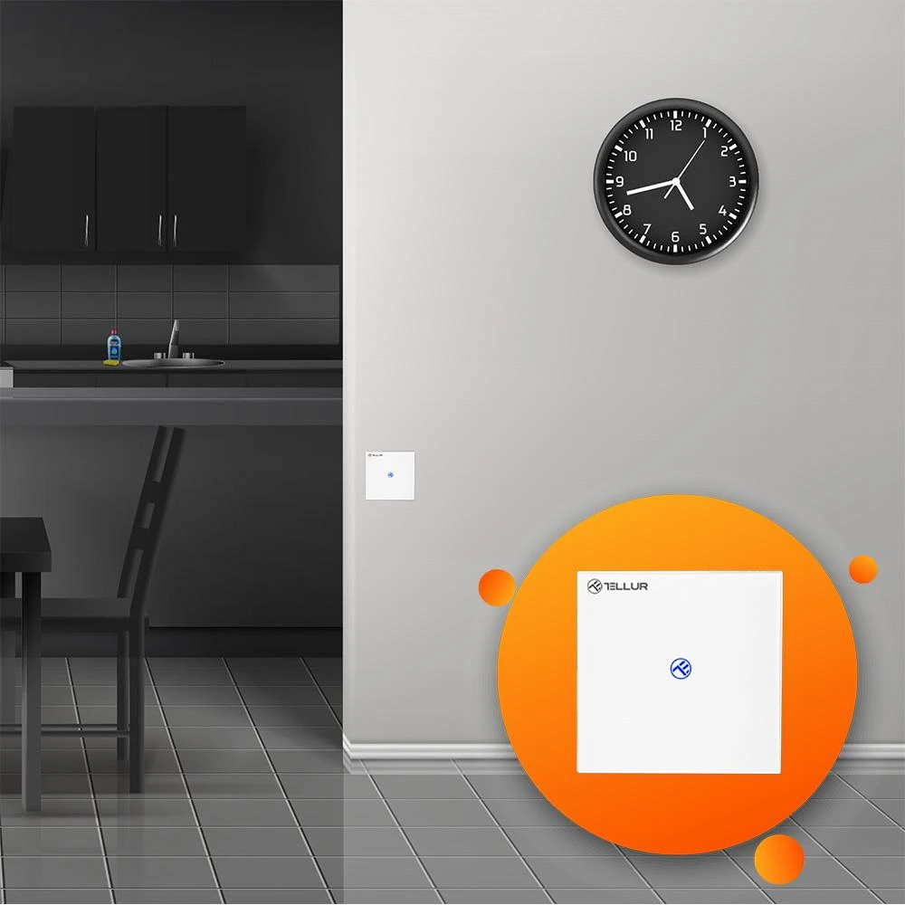 Tellur WiFi Smart Switch, SS1N, 1 Port, 1800W, Baltas