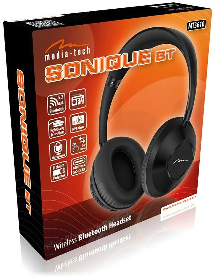 Belaidė Ausinės - Media-Tech Sonique MT3610 Bluetooth 5.3 Juoda