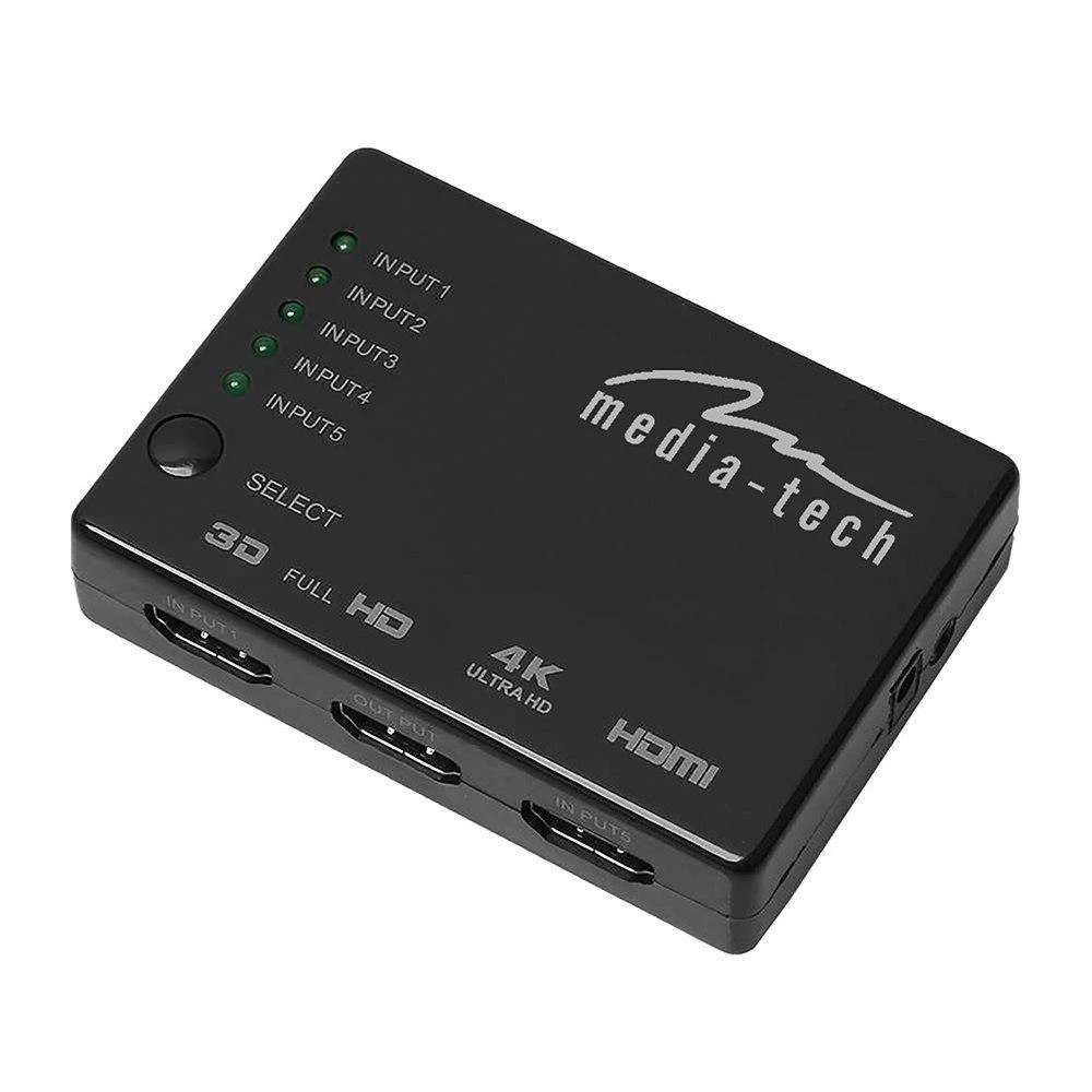 HDMI daliklis Media-Tech 5xHDMI SWITCH 4K MT5207 su distanciniu pultu