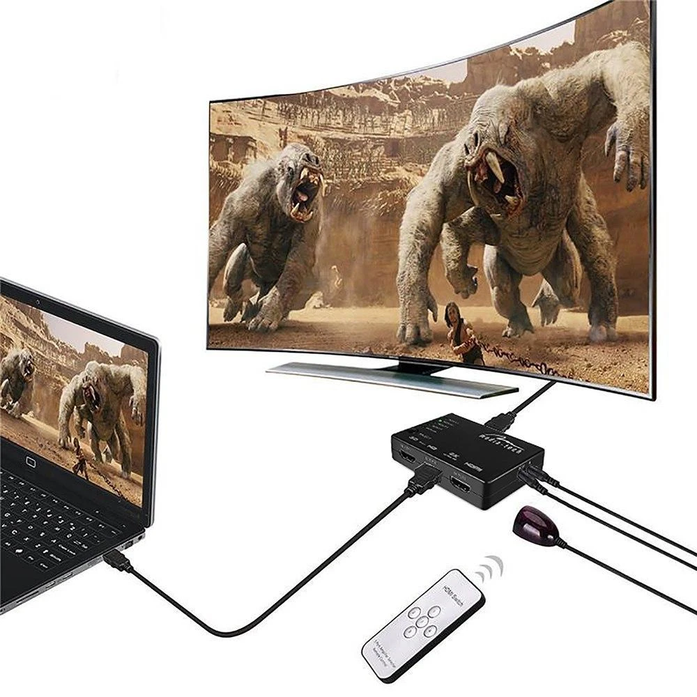 HDMI daliklis Media-Tech 5xHDMI SWITCH 4K MT5207 su distanciniu pultu