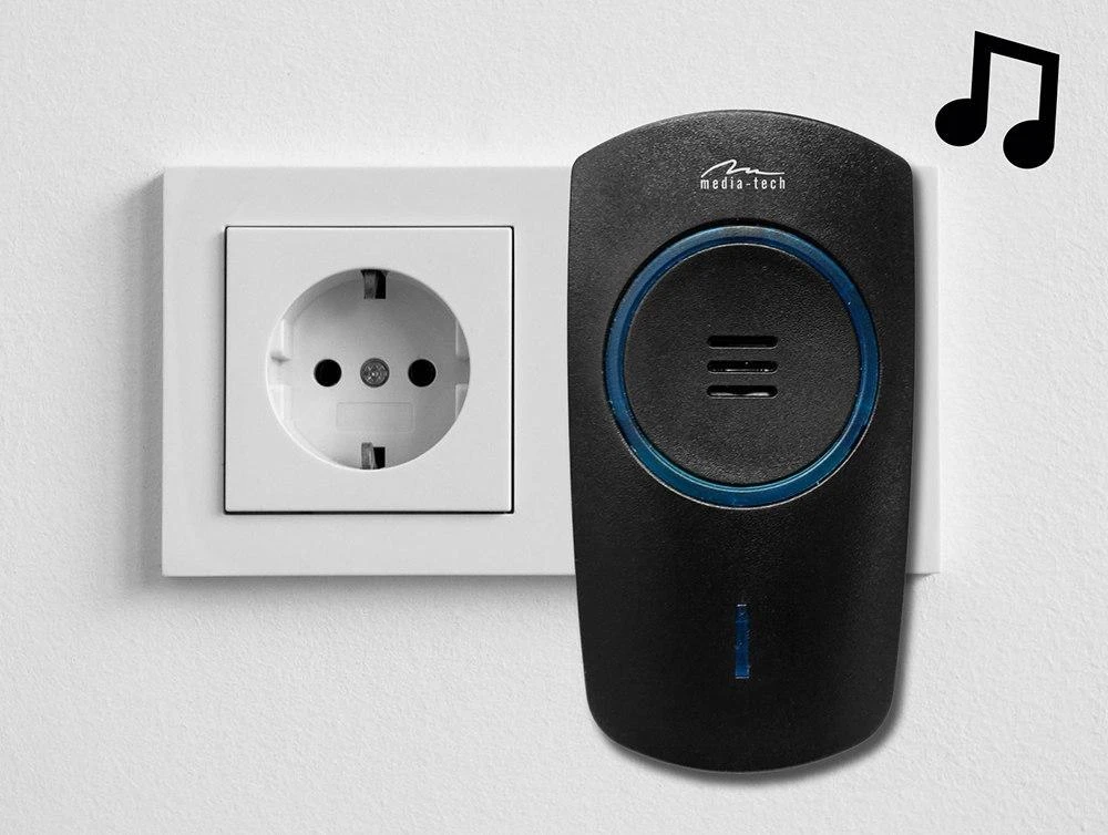 Kinetinis belaidis durų skambutis Media-Tech MT5701, Juodos spalvos