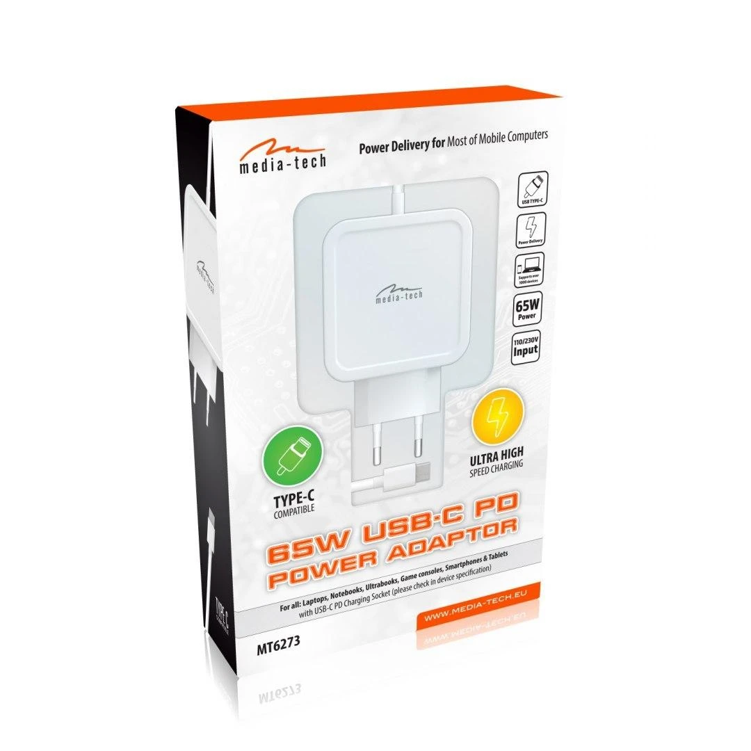 Media-Tech 65W USB-C įkroviklis dėžutėje