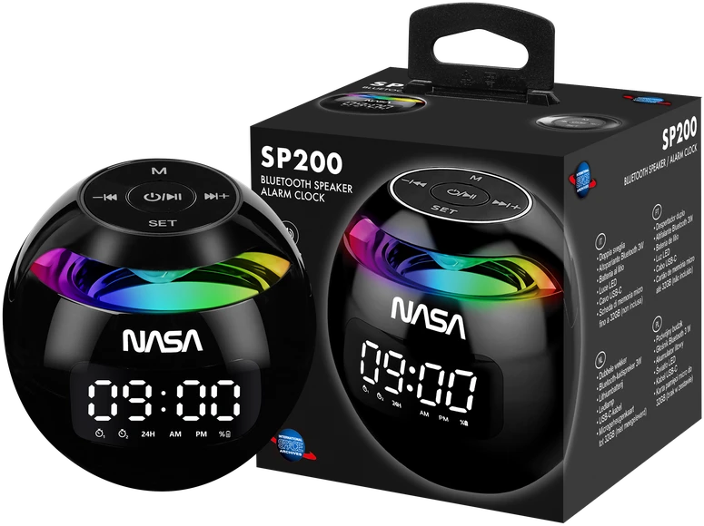 Garsiakalbis Bluetooth 5.0 Nasa Sp200 2x Alarm Žadintuvas + Lampa Lampka Rgb Led / Nasa Sp200