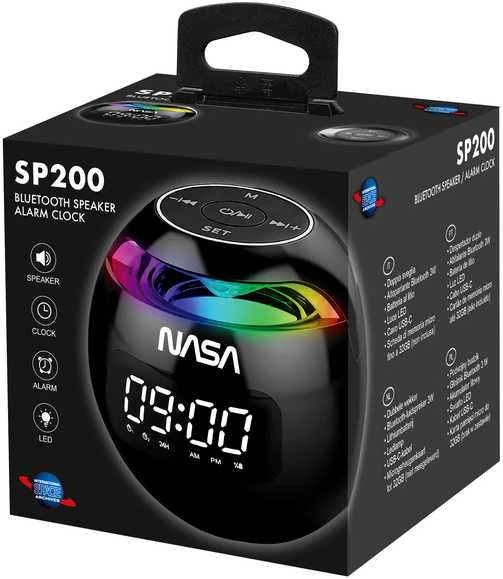 Garsiakalbis Bluetooth 5.0 Nasa Sp200 2x Alarm Žadintuvas + Lampa Lampka Rgb Led / Nasa Sp200
