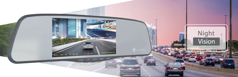 Navitel | Išmanusis galinio vaizdo veidrodėlis su DVR | MR255NV | IPS ekranas 5 colių; 960x480 | Žemėlapiai pridedami