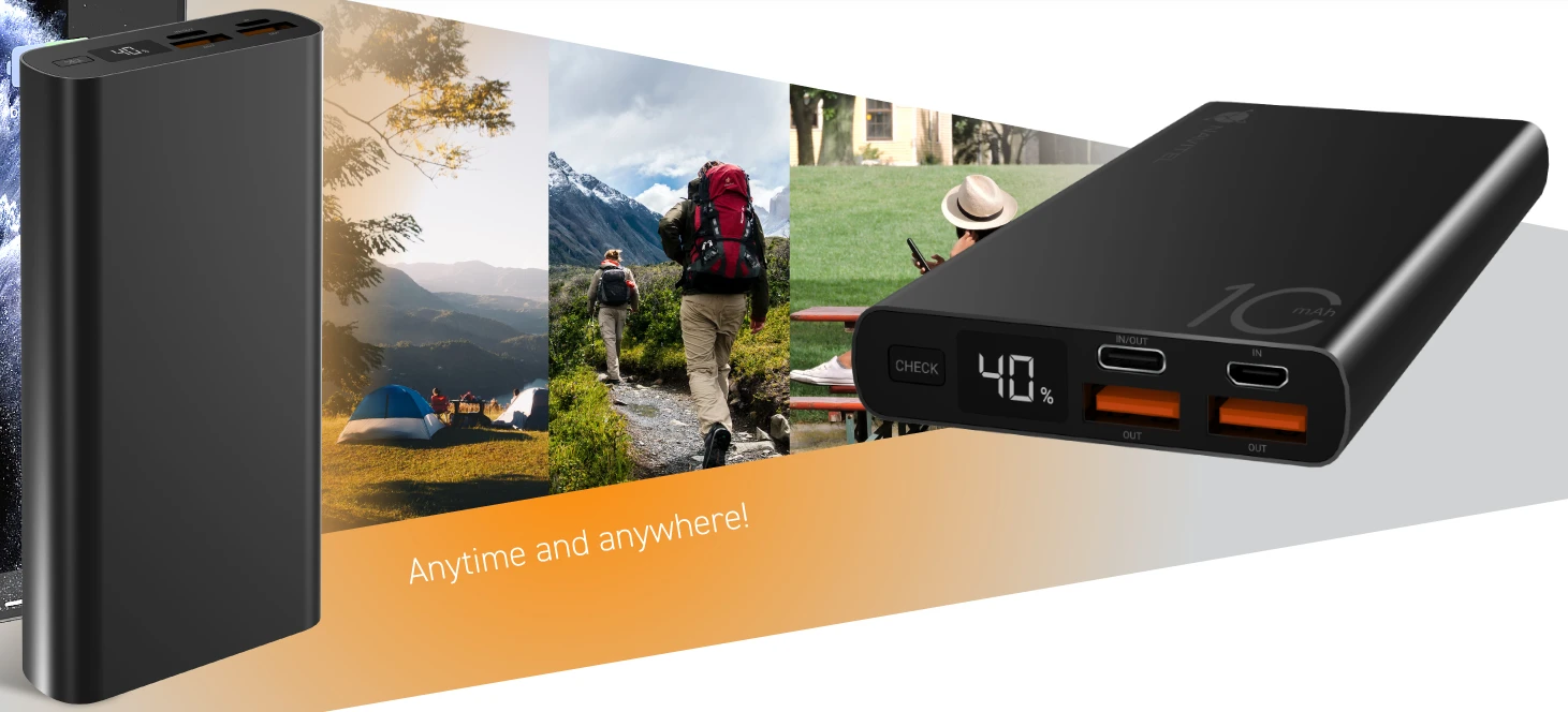 Navitel | Portable Charger | PWR10 AL Juodas | USB-A, USB-C | Lithium-ion
