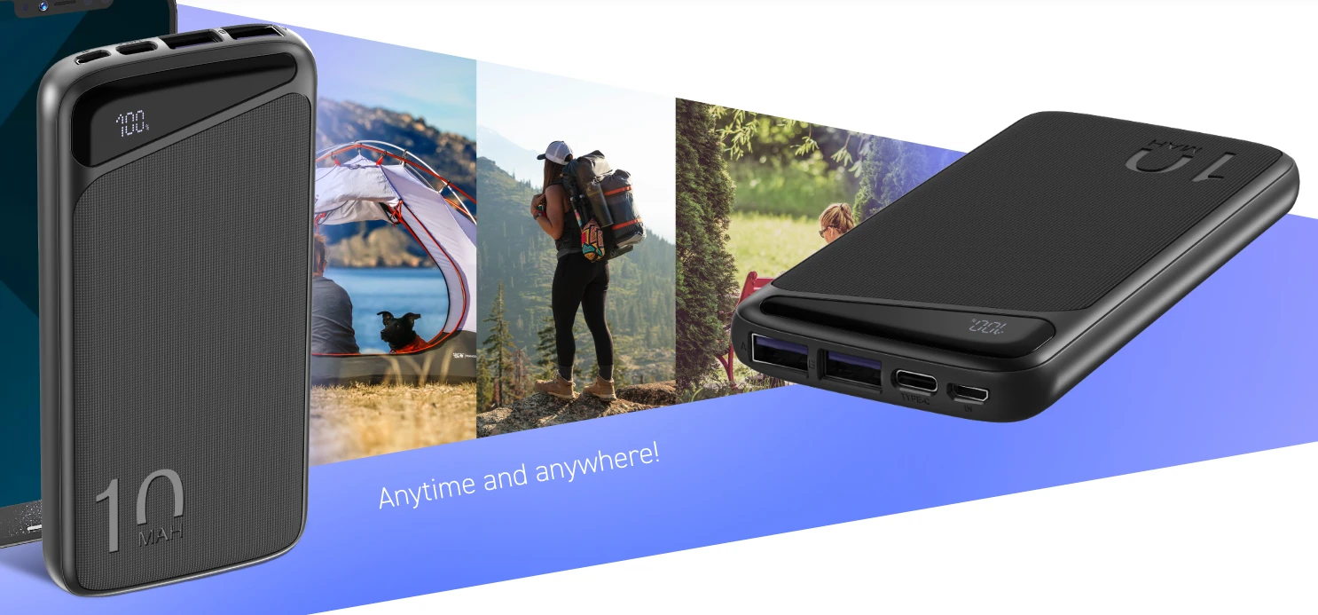 Juodas 10000 mAh powerbankas Navitel PWR10 MX