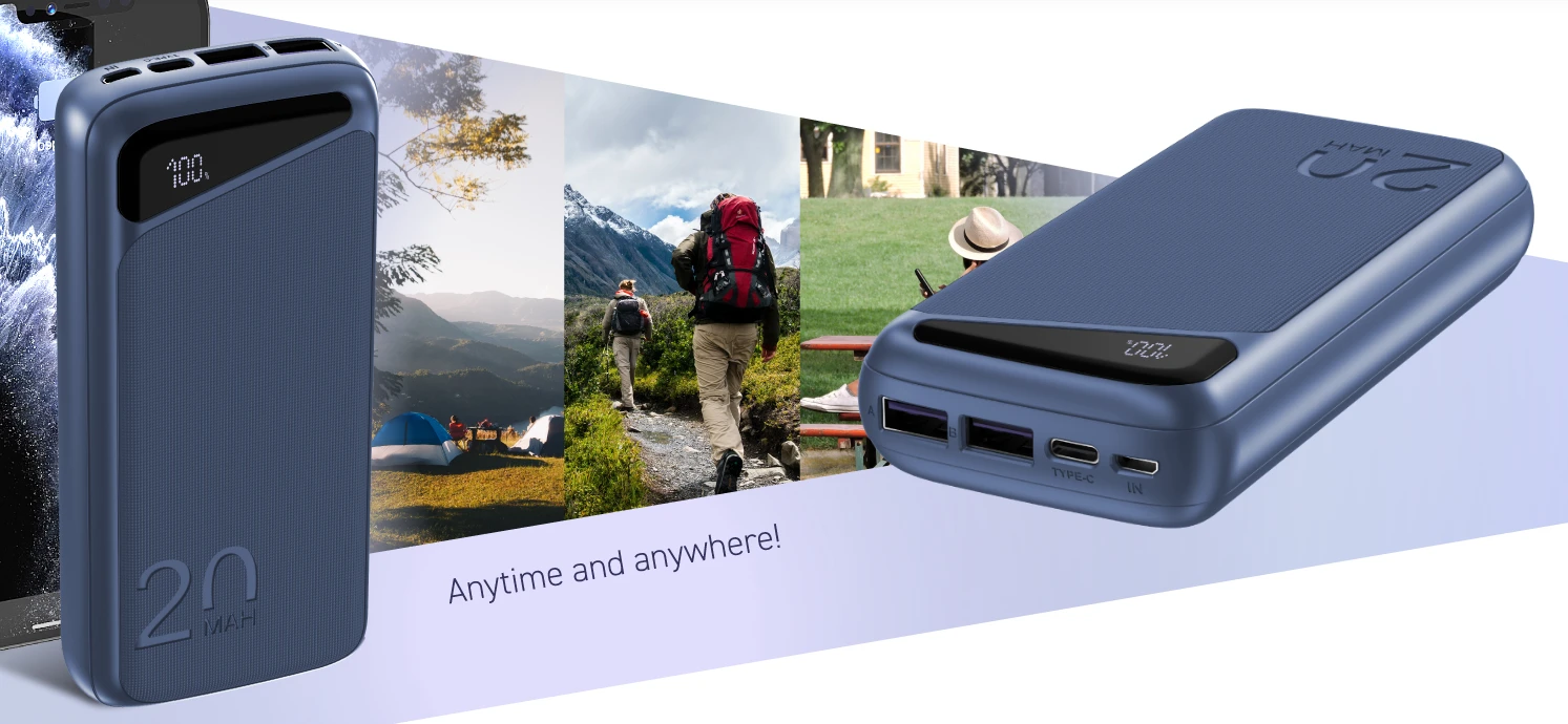 Mėlynas 20000 mAh powerbankas Navitel PWR20 MX