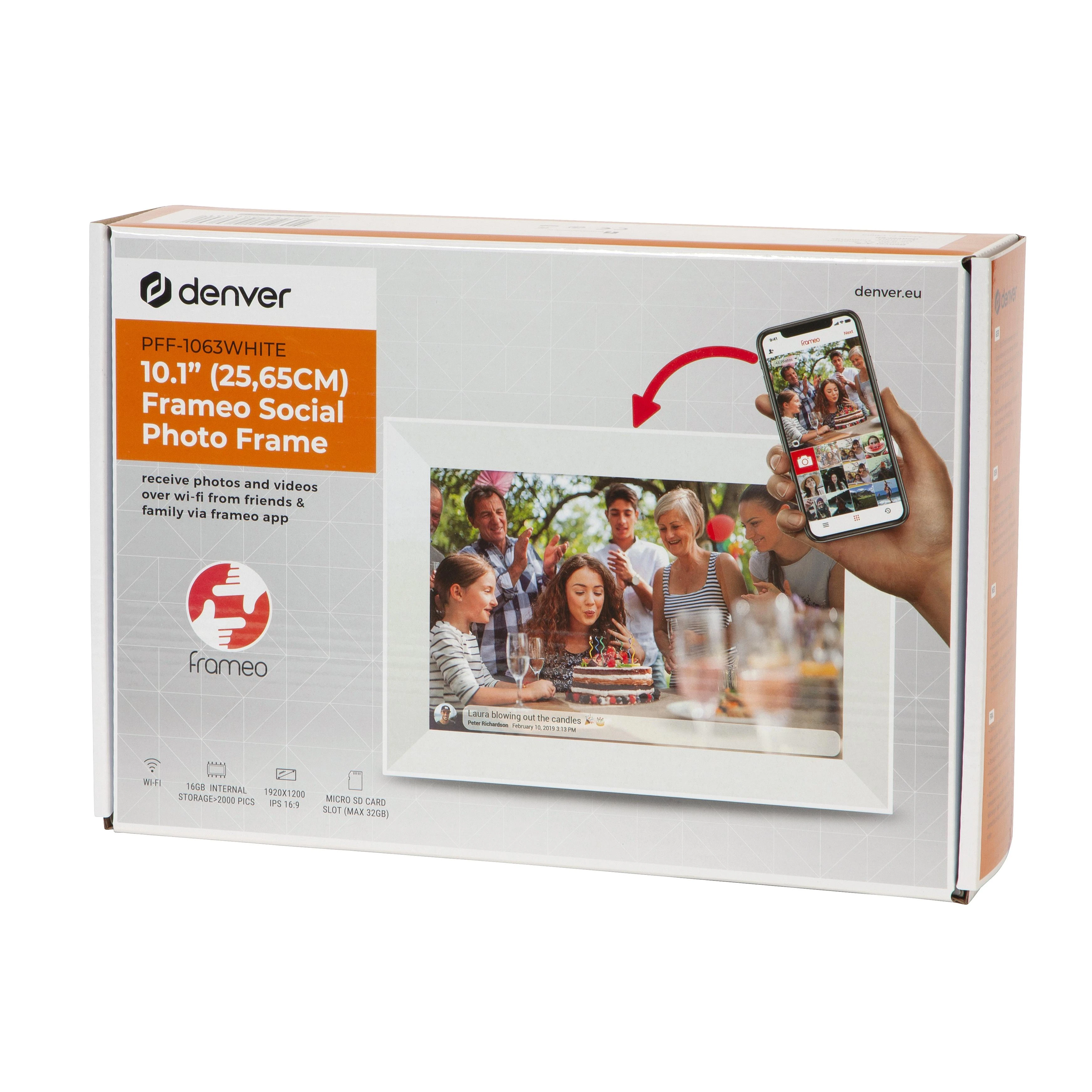 DNV Denver PFF-1063WHITE skaitmeninis nuotraukų rėmelis Balta 25,6 cm (10.1″) Lietimui jautrus ekranas „Wi-Fi“